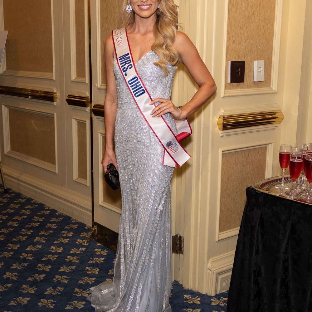 Elegant Silver Evening Gown